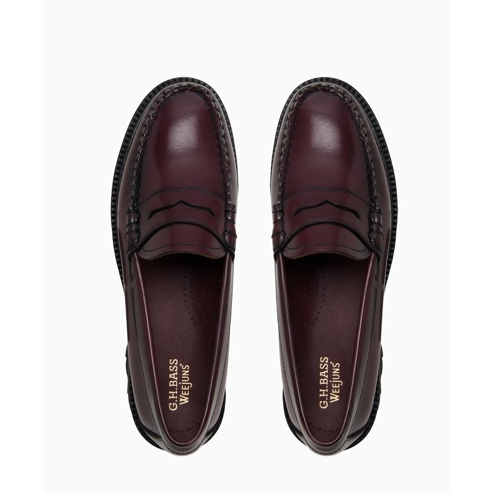 NEW GH Bass Whitney Super Lug Weejuns burgundy leather loafers size 10